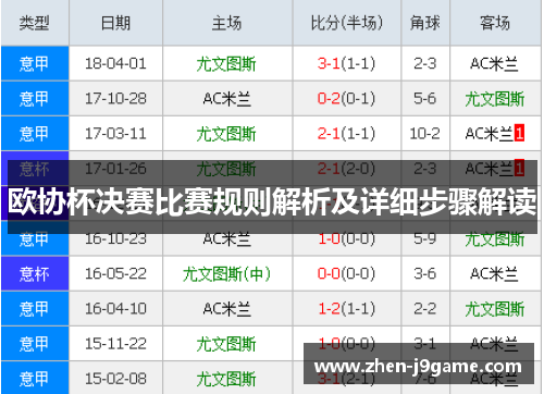 欧协杯决赛比赛规则解析及详细步骤解读