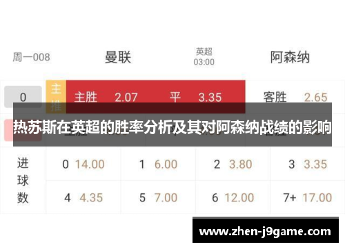 热苏斯在英超的胜率分析及其对阿森纳战绩的影响